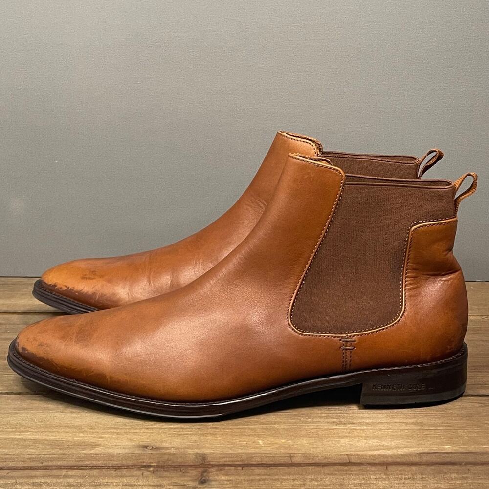 Kenneth Cole Men's Tully Chelsea Boots Size 11.5 Brown Distressed Leather - Picture 6 of 15